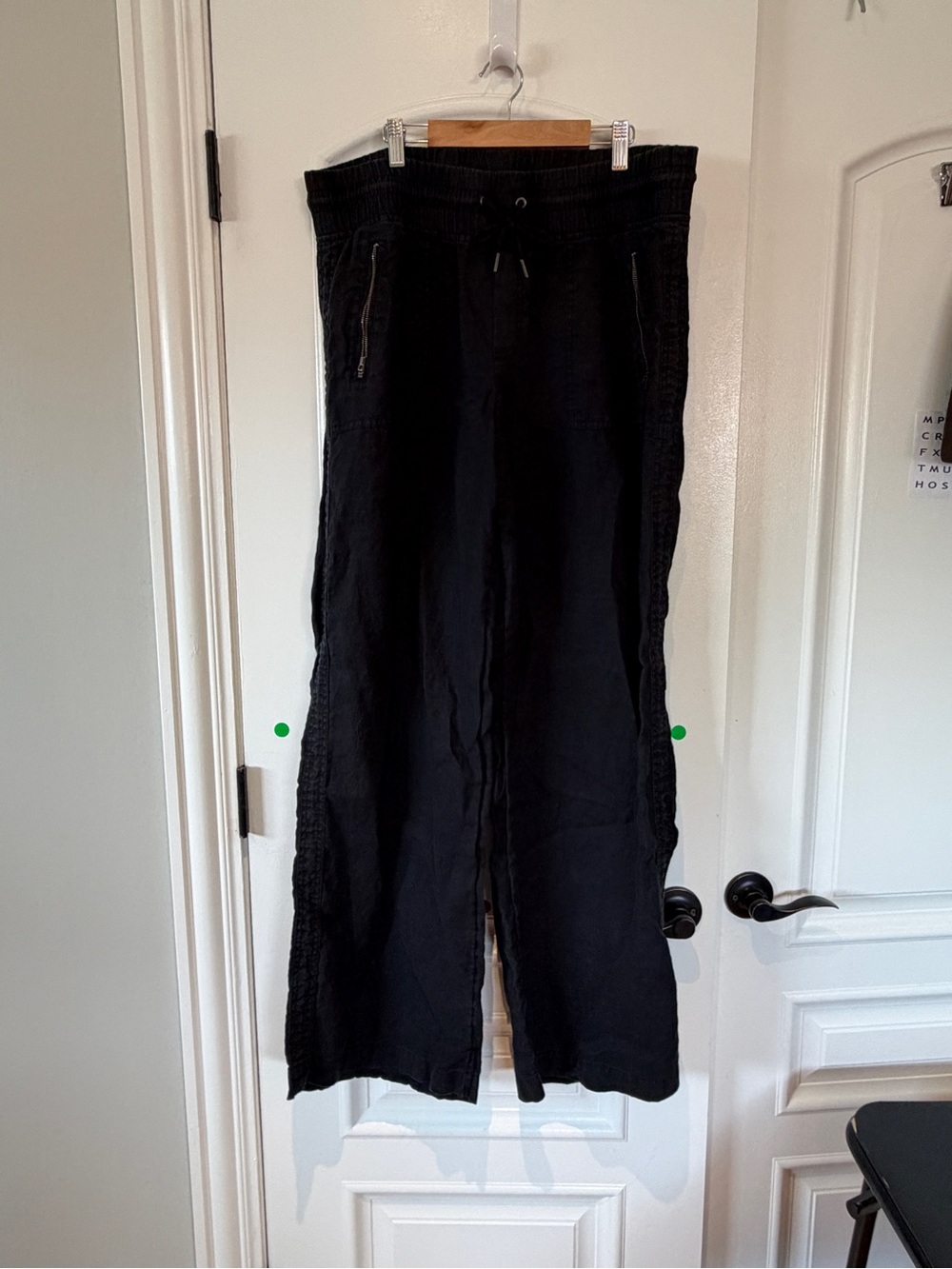 Athleta Cabo Linen Black Wide Leg Pants